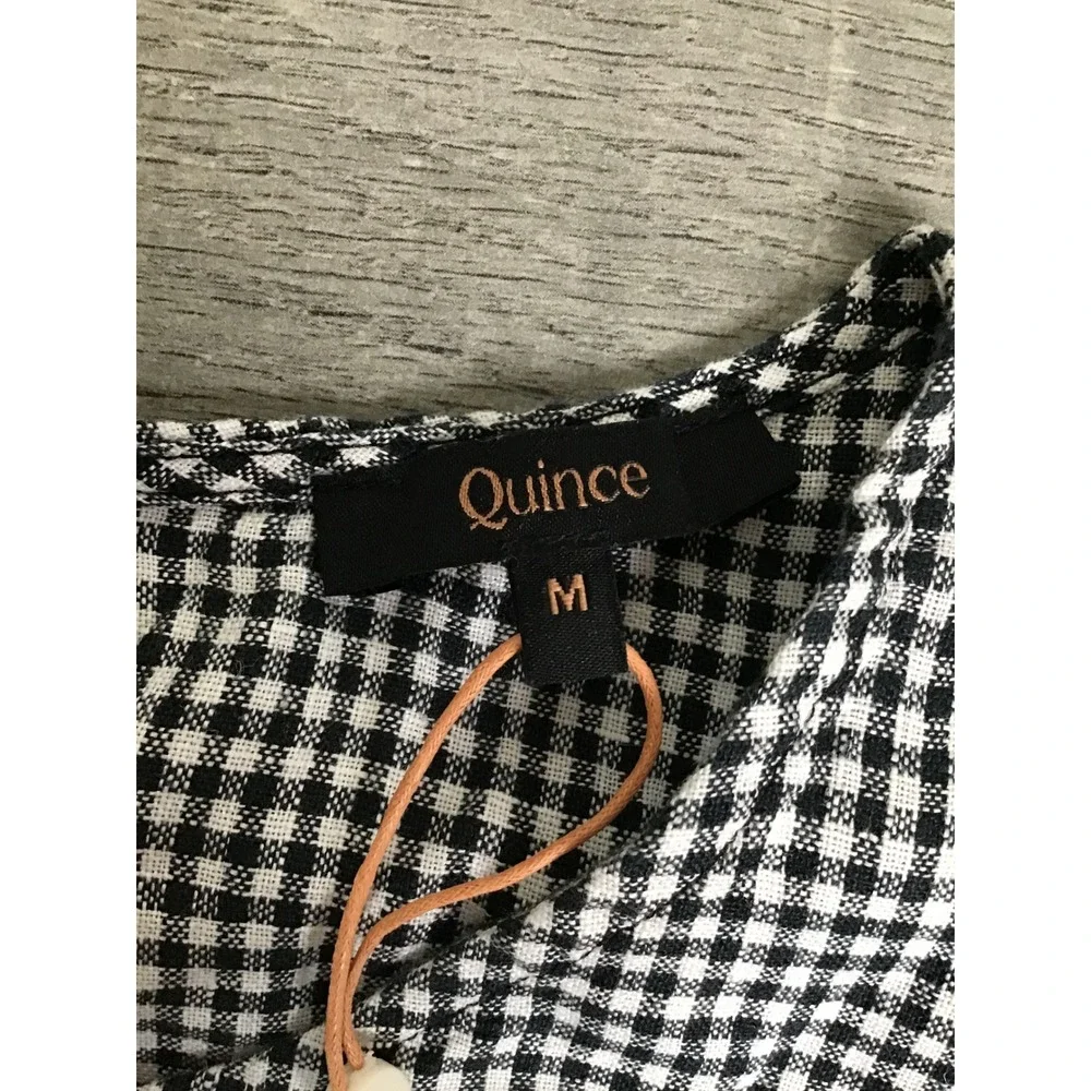Quince Women's Classic Mini Gingham European Linen Cropped Tank Top Size M NWT - Picture 8 of 11